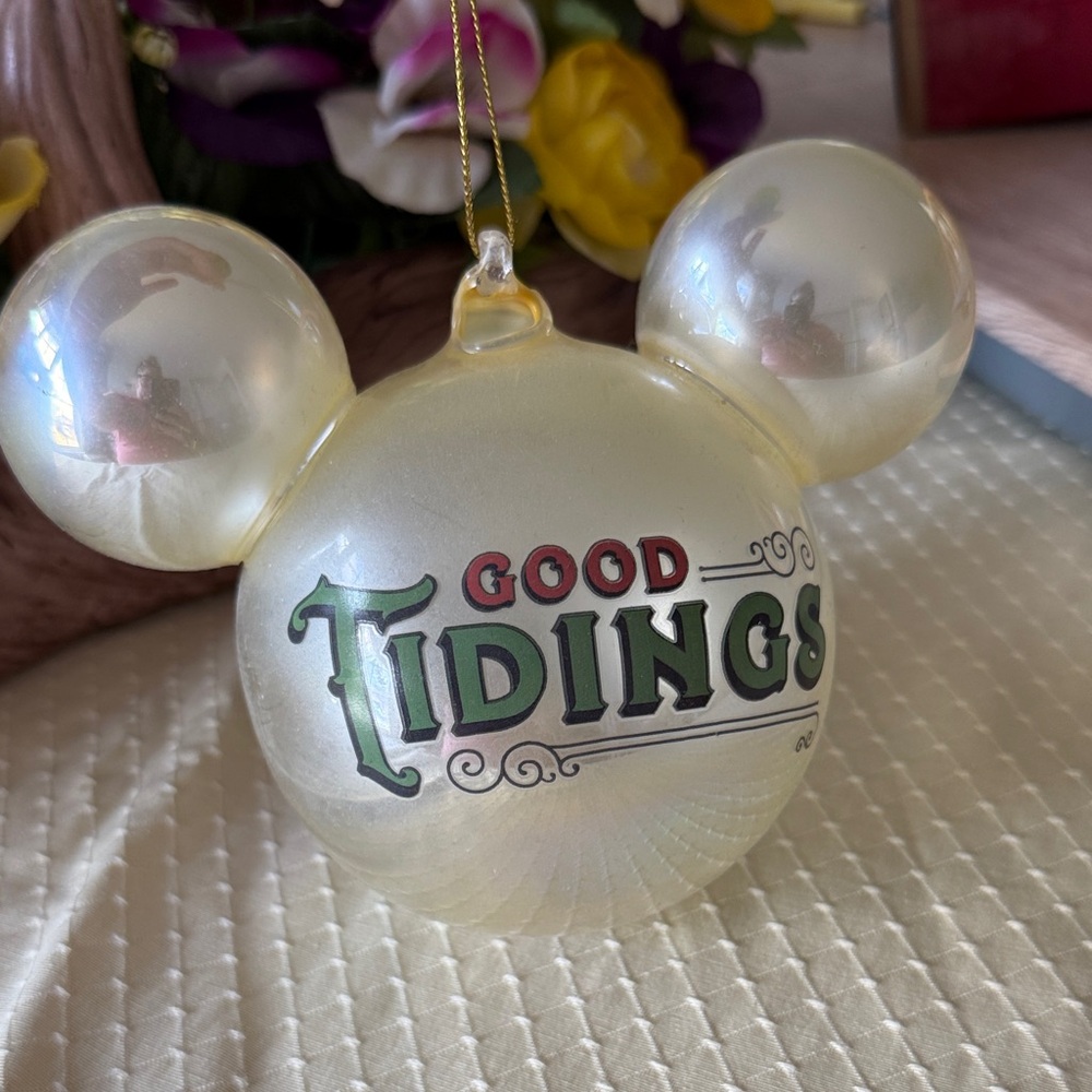 Disney Good Tidings Ornament - Cream and Gold